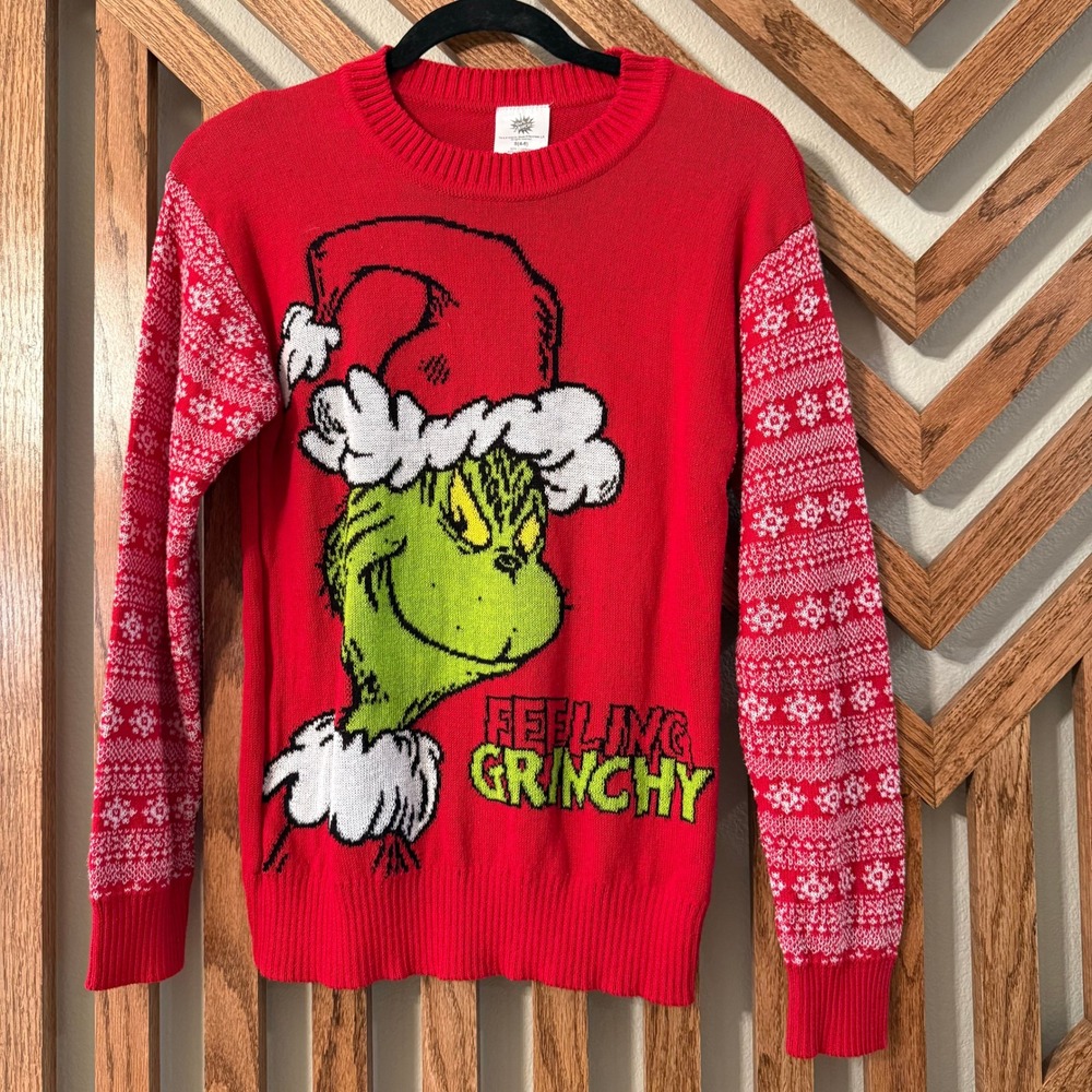 Ugly Christmas Grinch Sweater S Red Feeling Grinchy Fair Isle Dr Seuss
